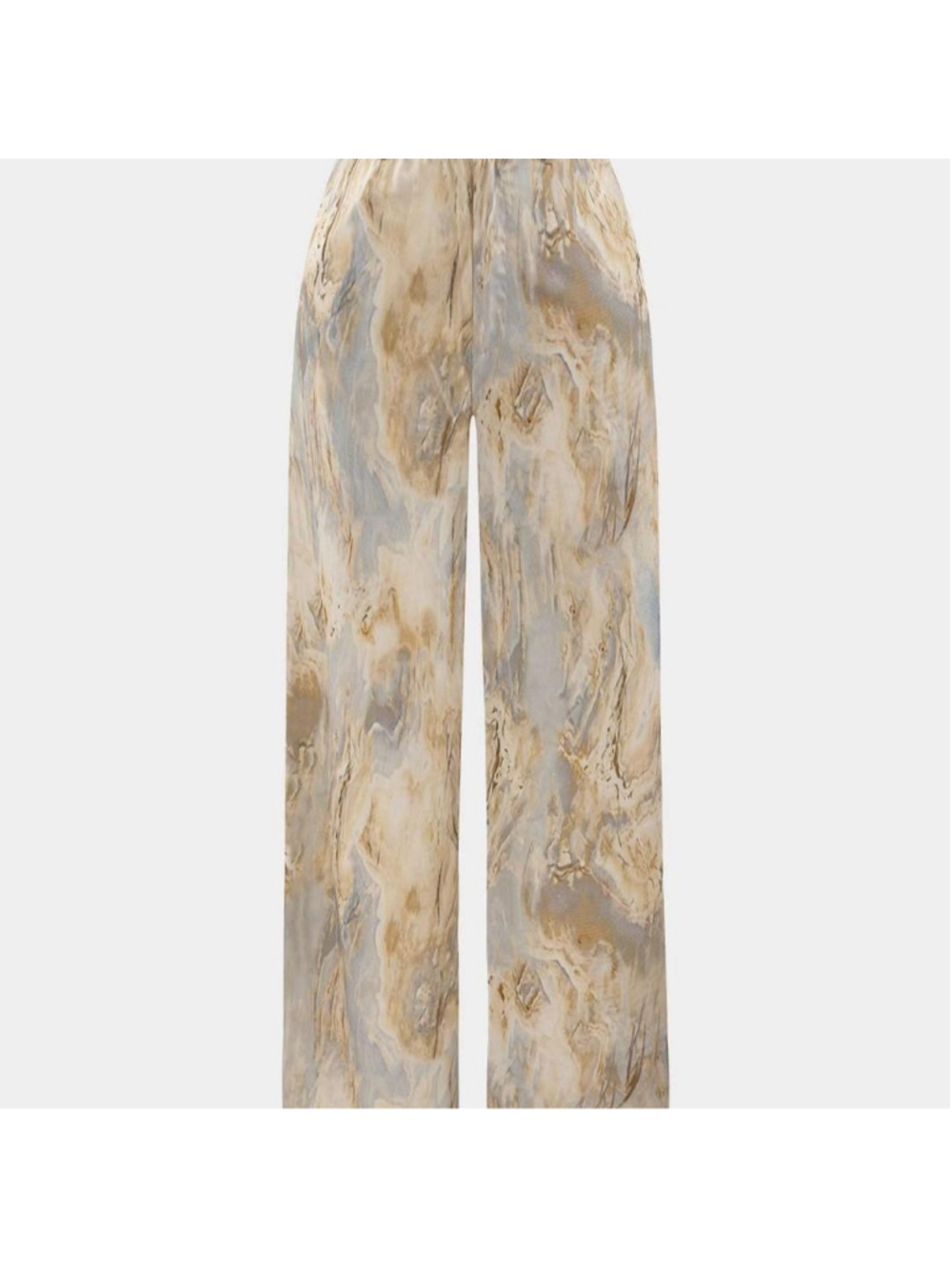 micahs wide leg pants with abstract marbled pattern in beige and gray size M #w